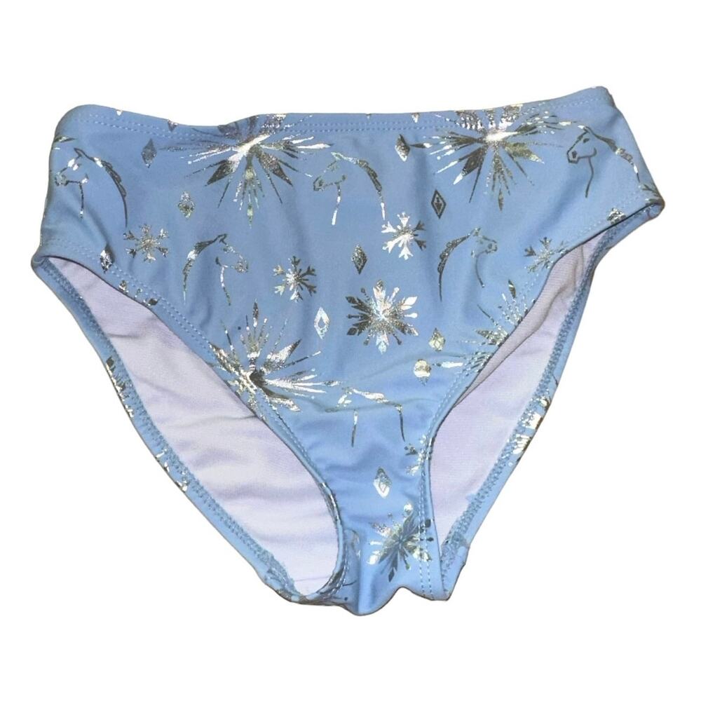 Disney Girls Bikini Bottoms 9/10 NWOT Blue Silver Frozen Elsa Snowflake Swim